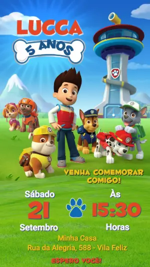 Invito di compleanno Paw Patrol – Statico – Lily Arts Design