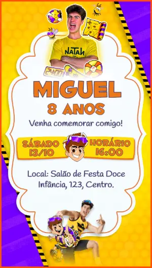 Convite Aniversário Youtuber Natan por Aí para Editar