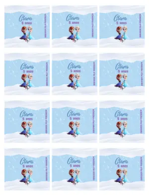 Adesivo para Bala Personalizada Frozen Editável para Lembrancinha