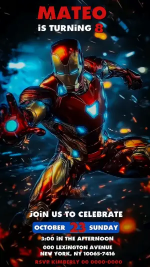 Animated Iron Man Birthday Video Invitation | Editable Template