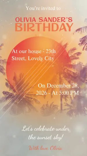 Editable Sunset Birthday Party Invitation Template