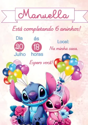 Invitación de cumpleaños Stitch – Estático – Priscila