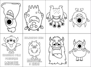 Livro de Colorir Monstrinhos para Aniversário Editável Online
