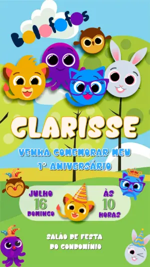 Convite de Aniversário Bolofofos para Editar Online
