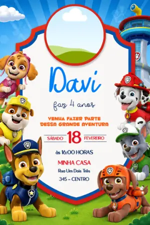 Invito di compleanno Paw Patrol – Statico – Jotta