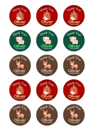 Editable Farm Animals Birthday Thank You Tags