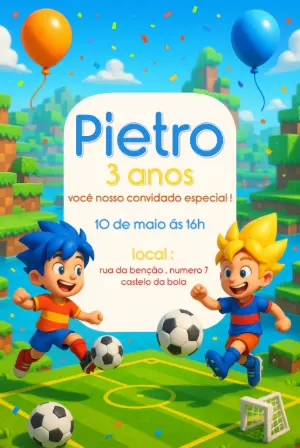 Soccer Birthday Invitation – Static – Convites Digitais Exclusivos