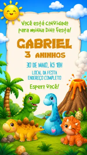 Invitación de cumpleaños Dinosaurio – Estático – Decore Arte