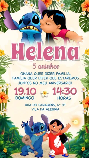 Invitación de cumpleaños Stitch – Estático – Festôu Convites