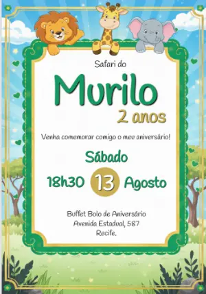 Safari Birthday Invitation – Static – Déborah Olimpio Garcia