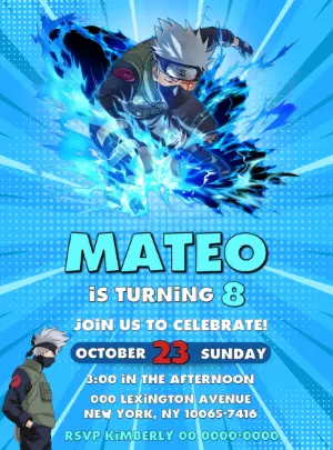 Kakashi Naruto Birthday Invitation Editable Online