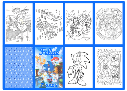Mini Livro de Atividades Sonic com Desenhos para Colorir Editável