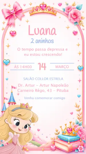 Invitación de cumpleaños Princesas – Estático – CollorGraph EDITOR