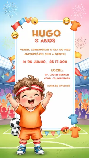 Soccer Birthday Invitation – Static – CollorGraph Convites