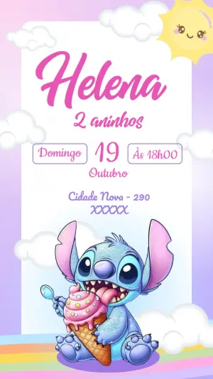 Stitch Birthday Invitation – Static – Color Art Studio