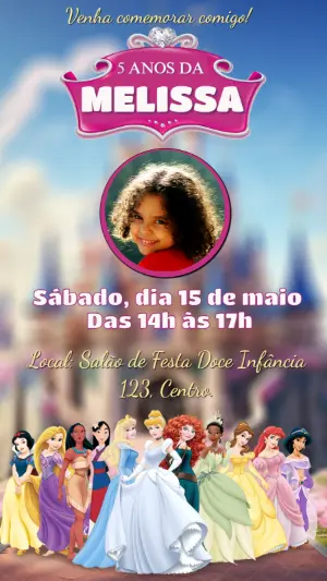 Invitación de cumpleaños Princesas – Estático – Idesign Personalizados