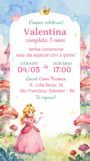 Invitación de cumpleaños Princesas – Estático – CollorGraph EDITOR