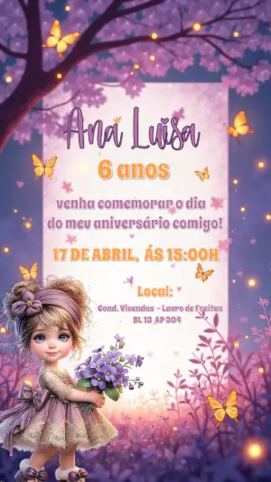 Convite Aniversário Bosque Encantado Editável Online
