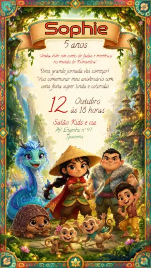 Convite de Aniversário Raya e o Último Dragão Editável