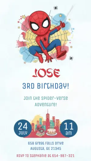 Editable Spider-Man Birthday Invitation for Kids Party
