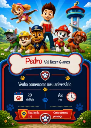 Invito di compleanno Paw Patrol – Statico – KC Design