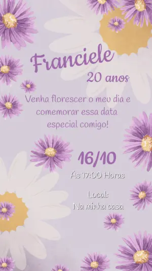 Convite Aniversário Jardim das Margaridas para Editar Online