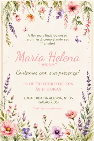 Invitación de cumpleaños Jardín encantado – Estático – Borboleta Convites