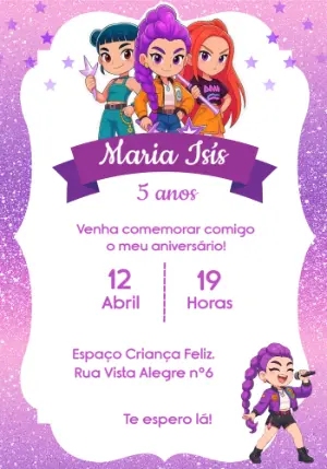 Convite de Aniversário Guerreiras do Kpop