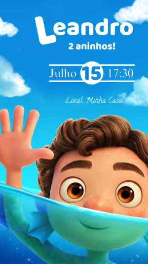 Convite de Aniversário Luca com Personagem para Editar Online