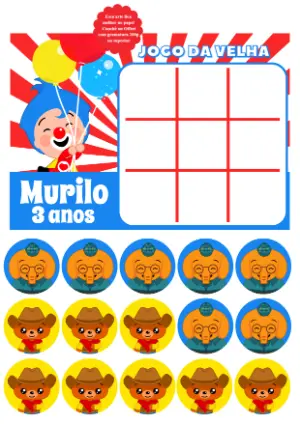 Jogo da Velha Plim Plim Aniversário para Editar Online