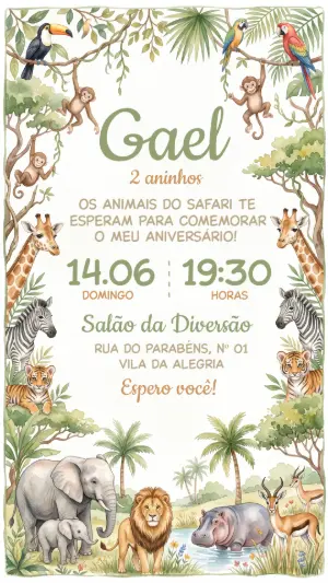 Safari Birthday Invitation – Static – Festôu Convites