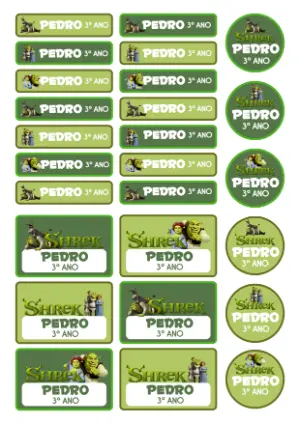 Kit de Etiquetas Escolares do Shrek Editável para Volta às Aulas