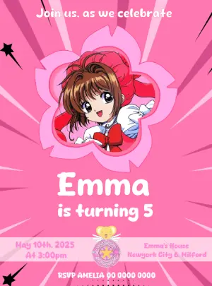 Cardcaptor Sakura Birthday Invitation Template to Edit