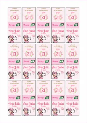 Adesivo Tic Tac Minnie Rosa para Aniversário para Editar Online