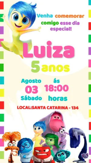 Convite de Aniversário Divertidamente Colorido para Editar