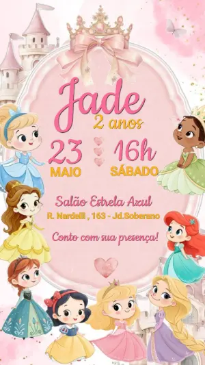 Invitación de cumpleaños Princesas – Estático – Maira Chediac