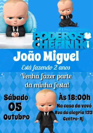 Convite Aniversário Poderoso Chefinho para Editar Online