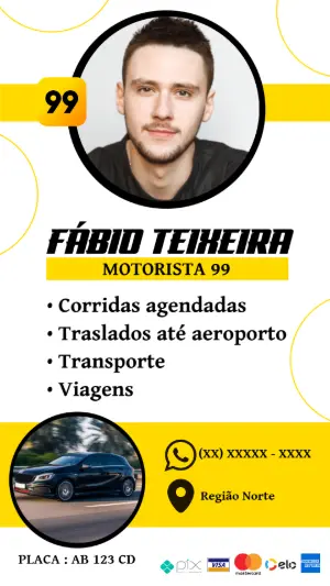 Cartão de Visita Motorista de App com Foto para Editar Online