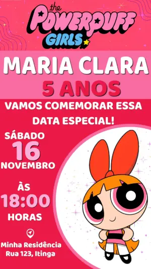 Convite Animado Aniversário Florzinha para Editar Online