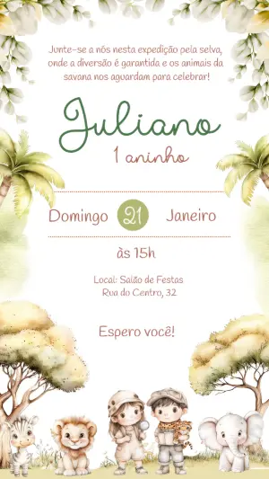 Safari Birthday Invitation – Static – Felicity Artes