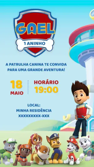 Invito di compleanno Paw Patrol – Statico – Tali Convites
