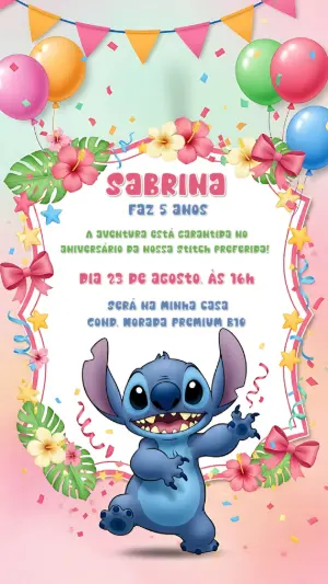 Invitación de cumpleaños Stitch – Estático – CollorGraph Convites