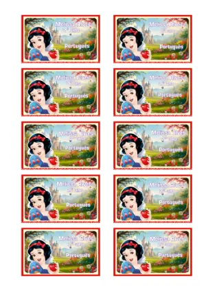 Etiqueta Escolar Branca de Neve Editável para Material