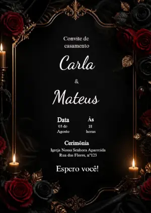 Convite de Casamento Gótico Romântico Editável