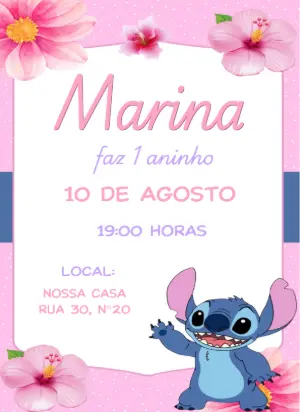 Stitch Birthday Invitation – Static – FLORZINHA CONVITES