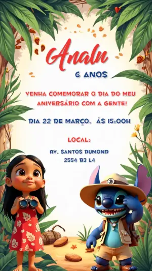 Invitación de cumpleaños Stitch – Estático – CollorGraph Convites