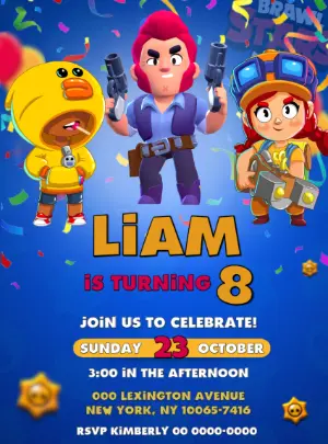 Editable Brawl Stars Birthday Invitation to Customize Online
