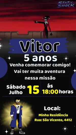 Convite Animado de Aniversário Super Choque para Editar