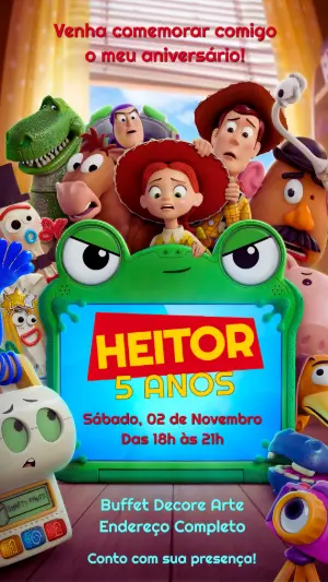 Convite de Aniversário Toy Story Digital para Editar e Enviar