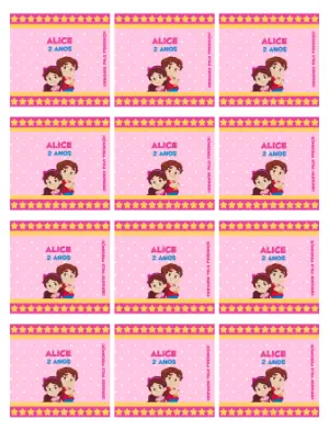 Adesivo para Balinha Personalizada Aniversário Infantil Rosa para Editar